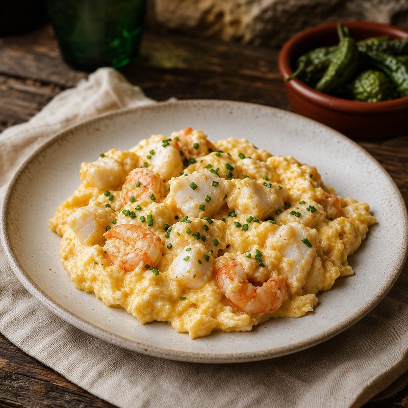 Revuelto de rape y gambas